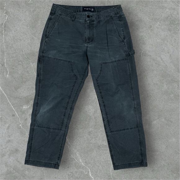 Abercrombie & Fitch Mens 34x27 Loose Fit Double Knee Carpenter Pant Gray Fading - Picture 1 of 10